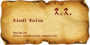 Kindl Kolos névjegykártya